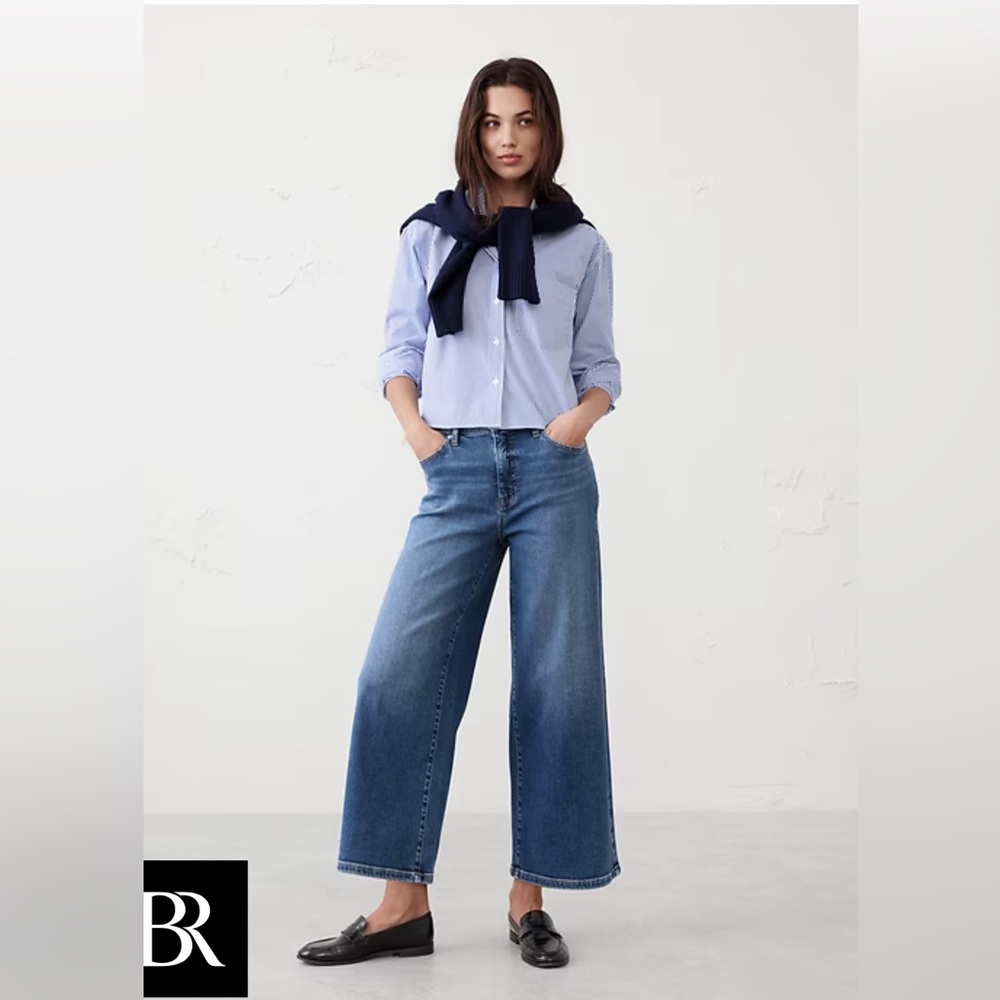 NWOT Banana Republic Factory Dark Blue Wide Leg Jeans